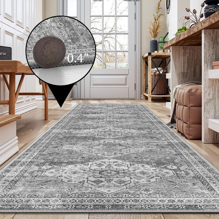 TECHVIDA 2'x8' Hallway Runner Rug Boho,Non Slip Machine Washable Rugs for Hallway Kitchen,Grayish Beige