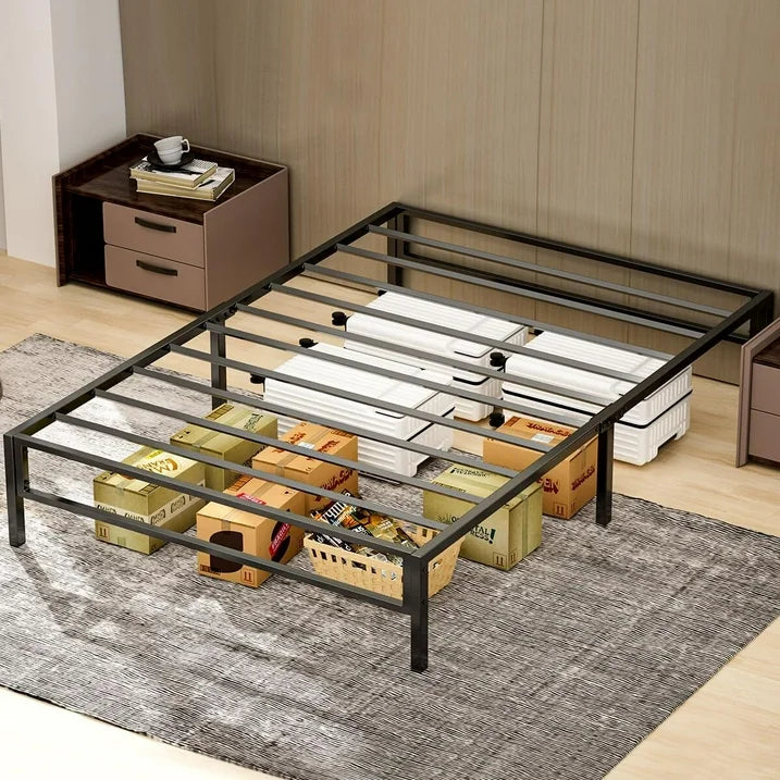 TECHVIDA Heavy Duty Metal Twin Bed Frame with Under Bed Storage - 14 Inches High, Sturdy Steel Slat Support, No Box Spring Required, Platform Bed Frame