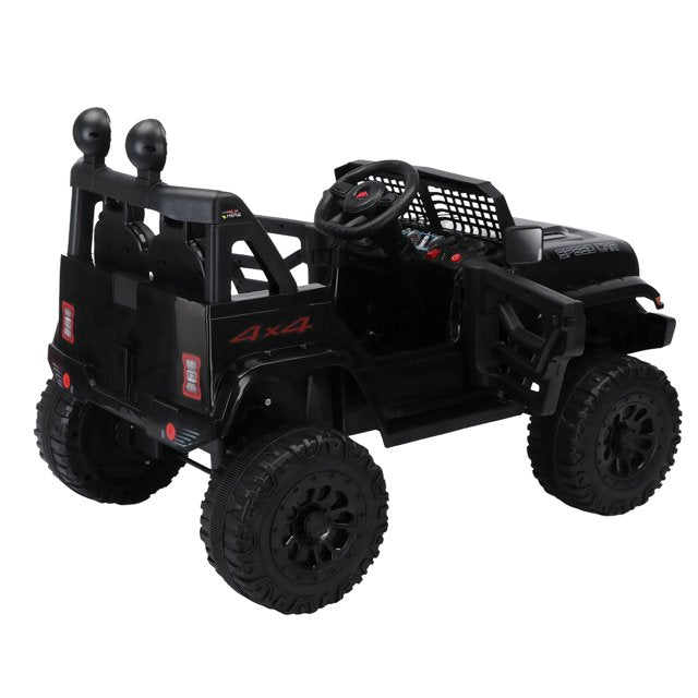 WUBEN 12V Kids Ride on Truck Battery Powered Ride on Toy Car with Remote for Child,Spring Suspension Black