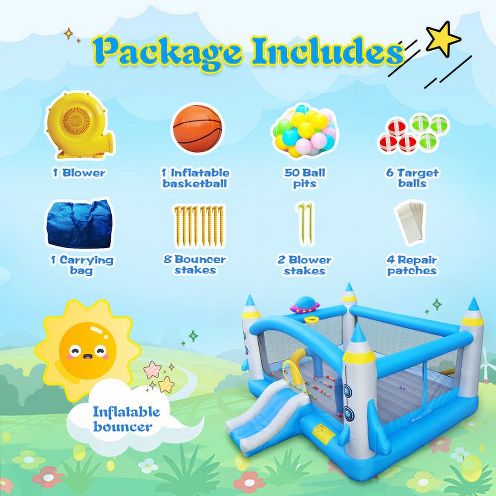 Cheelom Multifunctional Jump 'n Slide Inflatable Bouncer for Kids Complete Setup with Blower - 198" x 180" Play Area - 96" Tal