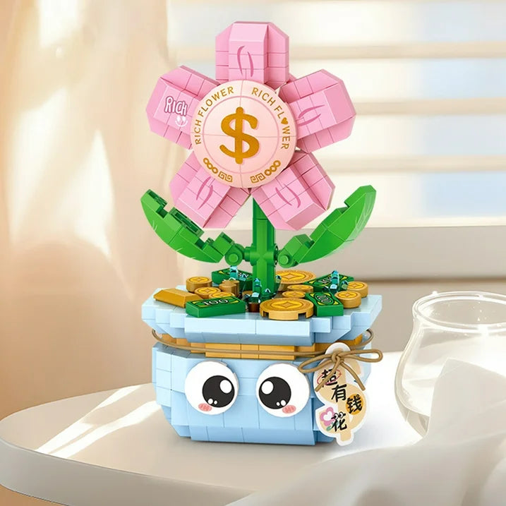 YOMYM Bouquet Building Set with Base Flower Building Kit Artificial Plant Flowers Building Toy for Home Office Decor