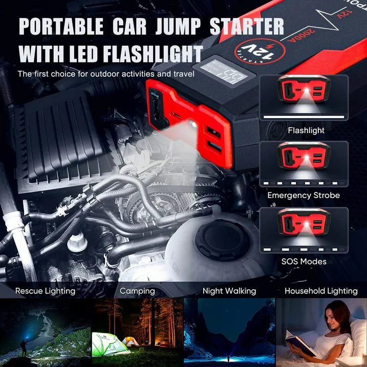 Bangben ET05 2000A Car Portable Jump Starter with Dual USB, 1 Pack, 9.8 x 4.1 x 5.3in
