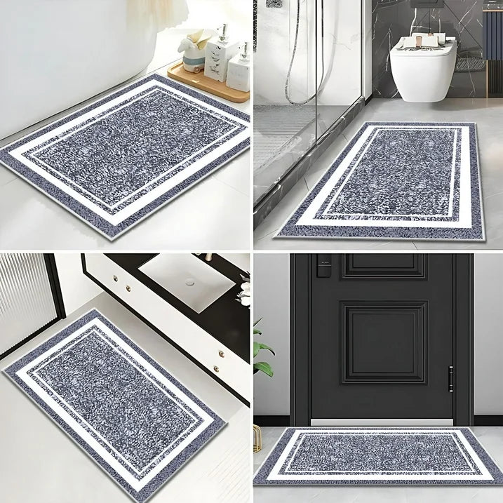 TECHVIDA Bathroom Rugs,Non-Slip Ultra Soft Bath Mat,Soft Absorbent Bathroom Rug and Bath Mat,Machine Washable,(18"x26",Dark Grey and White)