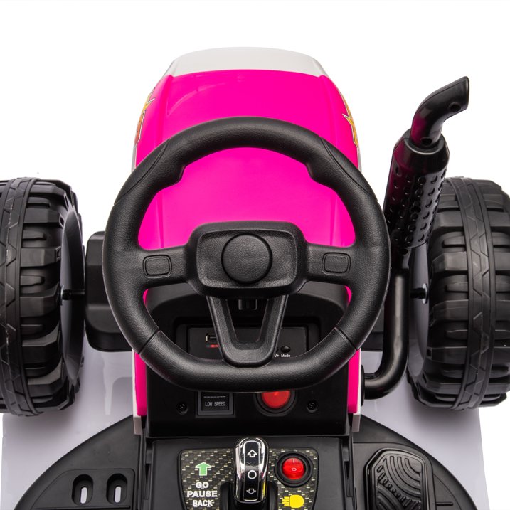 HNH 24V Ride on Toy,Kids Ride On Tractor with Trailer & Remote,Electric Car Toy with Bluetooth