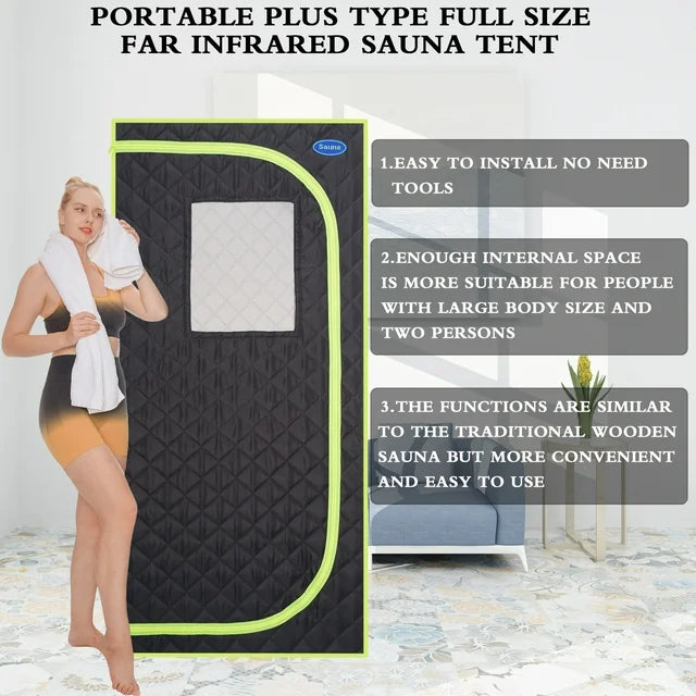 Cheelom Plus Large Portable Full Body Sauna Box Steam Sauna Spa Home Steam Sauna Tent Spa with Steam Generator Folding Chair Remote Control
