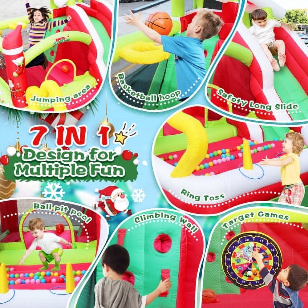 Cheelom Christmas Jump 'n Slide Inflatable Bouncer for Kids Complete Setup with Blower