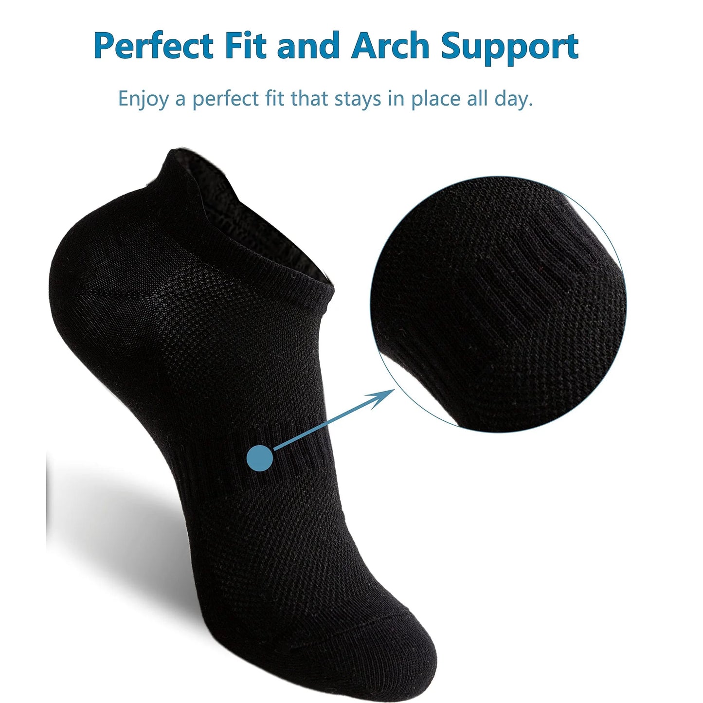 YOMYM 6 Pairs Womens Ankle Running Hiking Socks Thick Cushion Socks for Women, Black