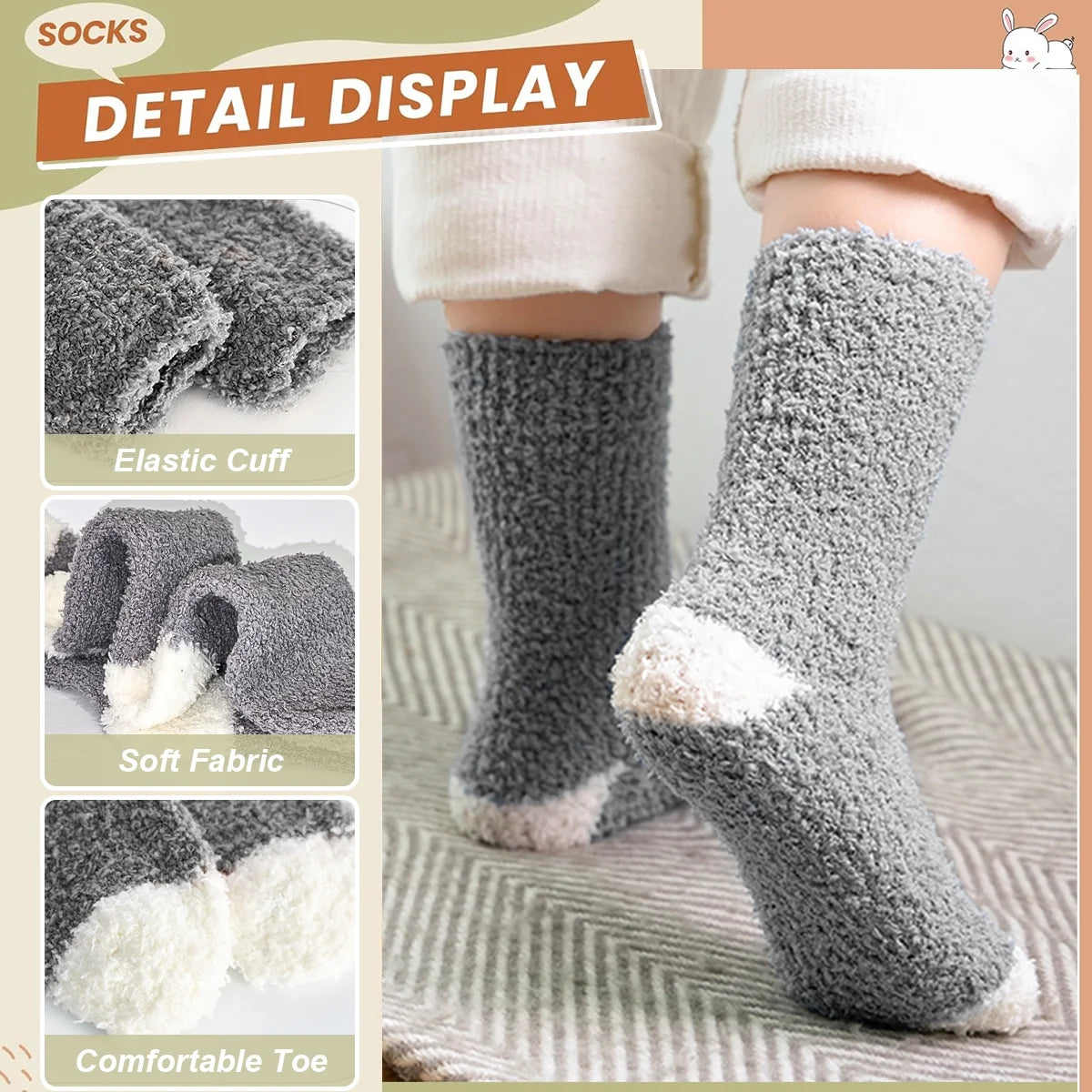 YOMYM Fuzzy Cozy for Womens Fluffy Cozy Winter Warm Fuzzy Crew Socks