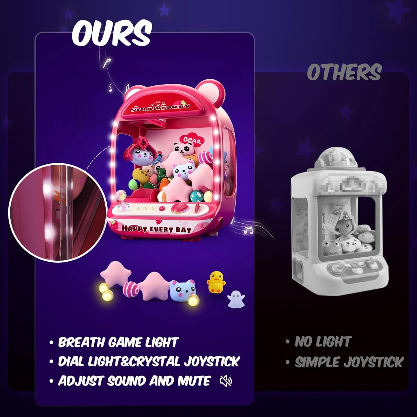 Claw Machine for Kids,Unicorns Toys for Girls Age 6+, Prize Claw Arcade Games Mini Vending Machine with Squishy Fidget Toys,Candy Machine Candy Dispenser Machine,Claw Game Machine,Birthday Gifts