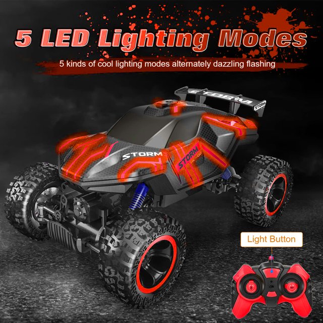 HNH 1:16 All Terrain RC Car,High Speed off-Road Monster Truck with Spray Function,Remote Control Car for Child,Plastic