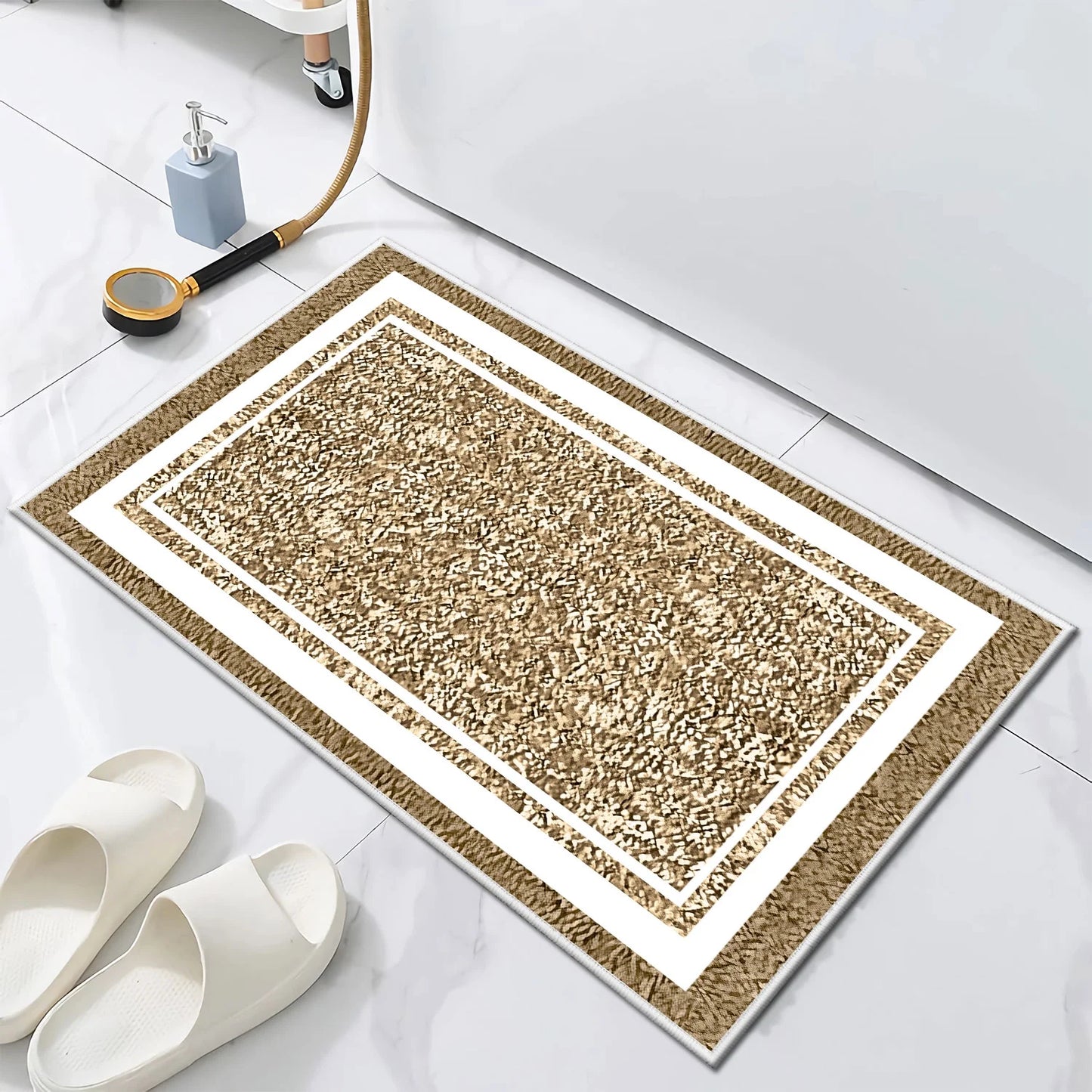 TECHVIDA Bathroom Rugs 3pcs Set,Non-Slip Ultra Soft Bath Rugs,Water Absorbent,Machine Washable,Dark Beige