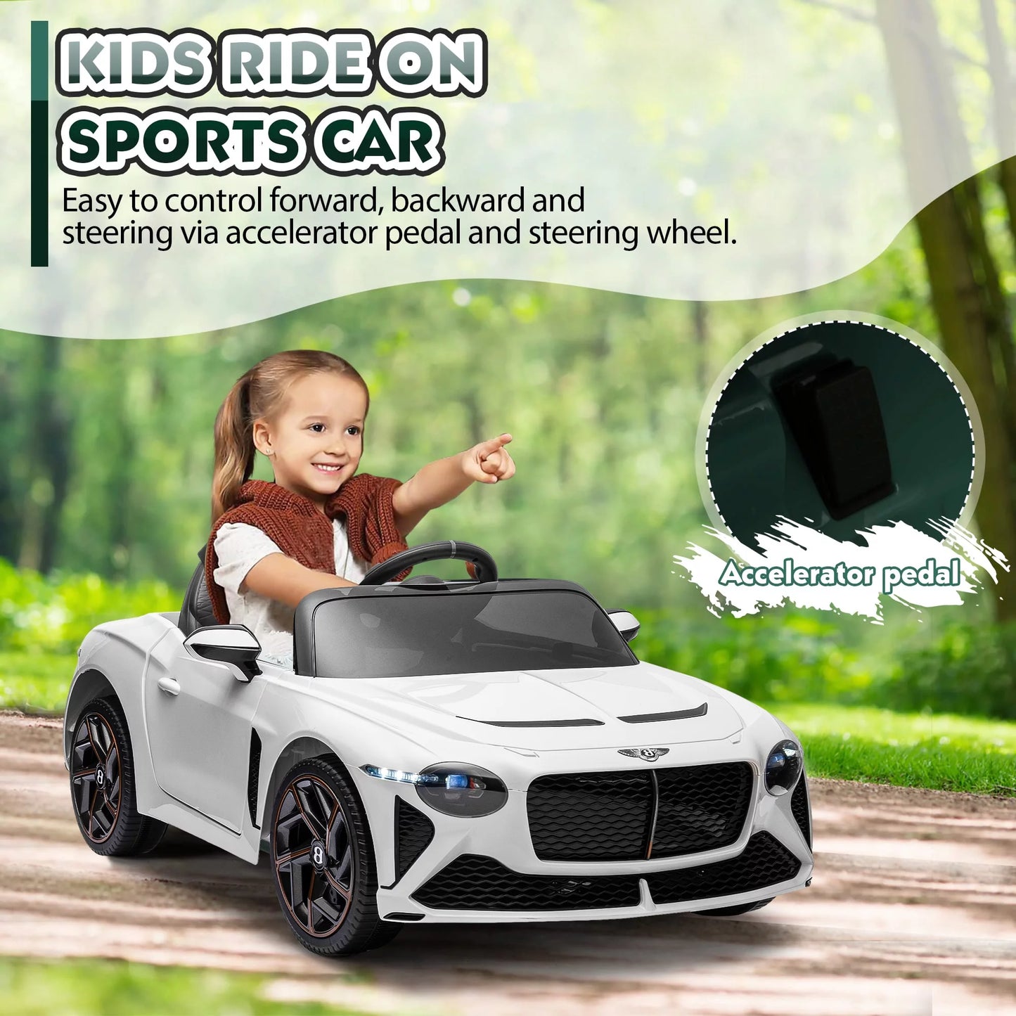 Licensed Bentley Mulsanne 12 V Kids Electric Ride on Cars Battery Powered Sports Car Toy, Parents Control