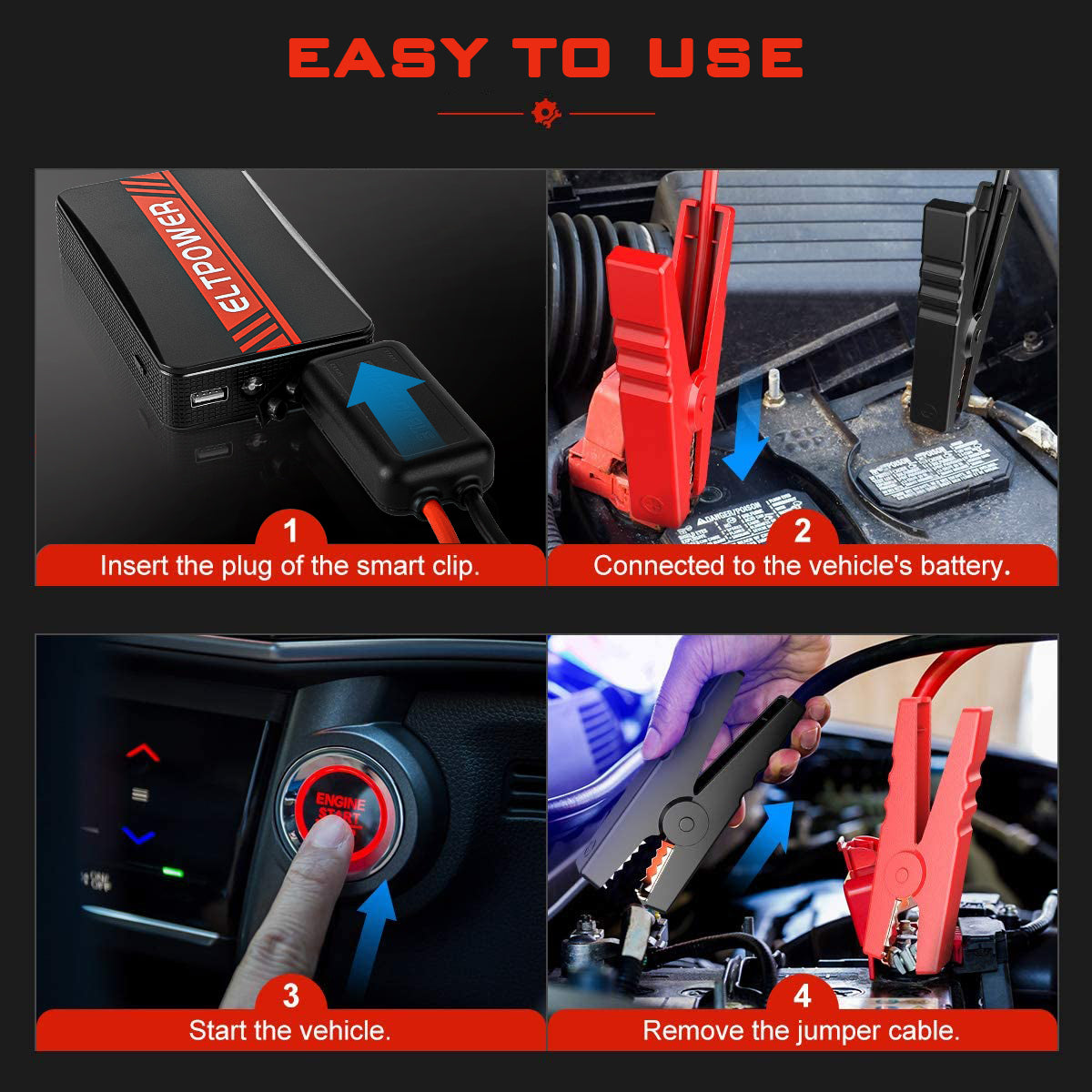 ELTPOWER 1200A Peak Car Jump Starter - Portable 12000mAh Jump Starter, 12V Battery Booster Power Pack, up to 7.0L Gas, LED Light