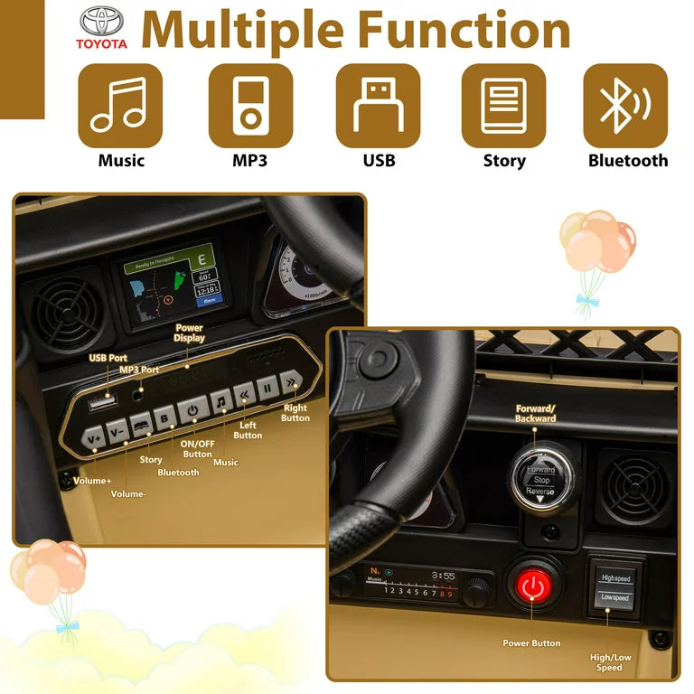 HNH Licensed Toyota FJ 12V Kids Ride On Truck Battery Powered Electric Kids Car Vehicle Toy with Remote Control 3 Speeds