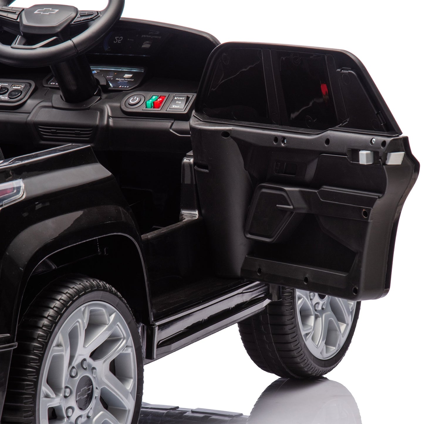 Licensed Chevrolet Silverado Truck for Kids, 12V Ride on Car with Parents Control,LED Lights,Bluetooth,Music,USB,Aged 2-6 Years,Black