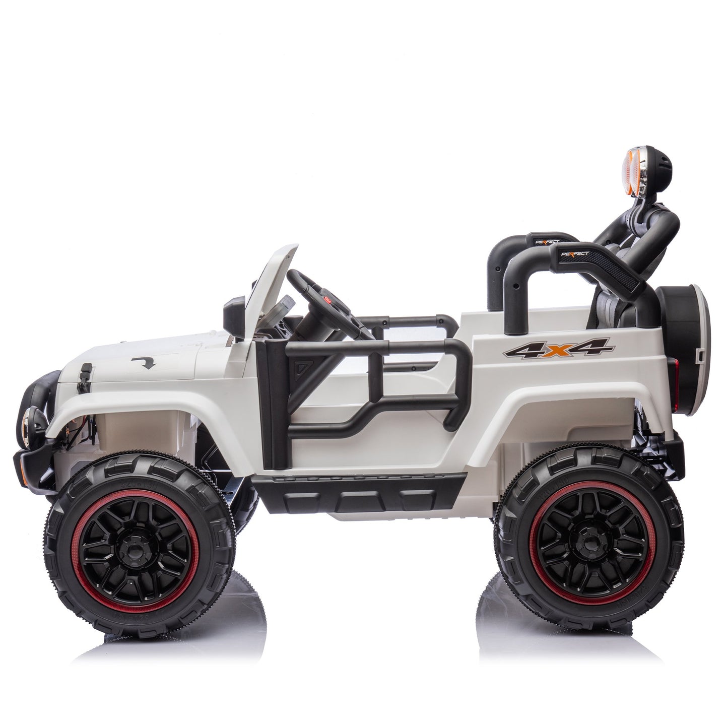 2-Seater Ride On Truck for Kids Ages 3+, 24V7AH Children's Electric Car W/Parental Remote Control, Bluetooth Music, LED Lights, 4Mph, White