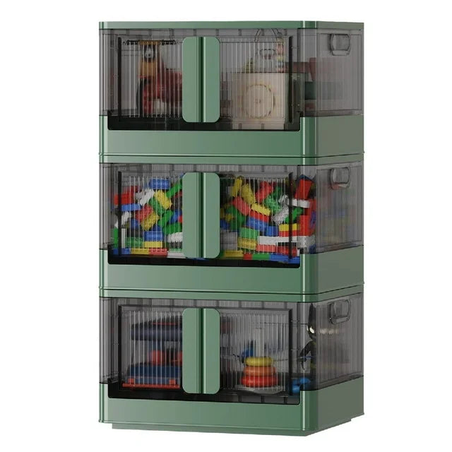 Techvida Collapsible Storage Bins with Lids, 19 gal Folding Storage Box, Stackable Plastic Closet Organizer, 3 Pack