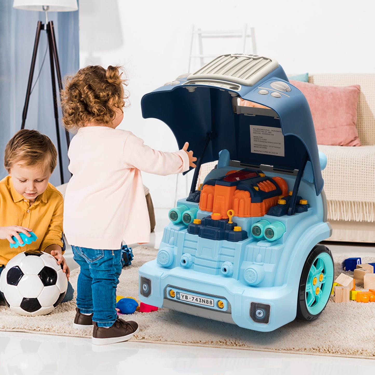 WERSEON Kids Pretend Toy, Truck Builder Kit for Toddlers 2-6 Years Old, Kids Educational Playset with Light and Sound, 61PCS