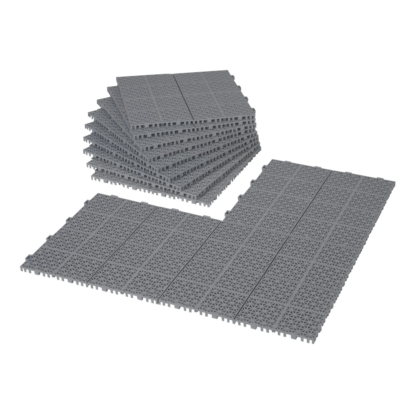 Werseon 12" x 12" Modular Interlocking Deck Tiles, 12 PCS Plastic Waterproof Interlocking Drainage Floor Mat for Bathroom Porch Balcony Kitchen, Weight Capacity Upto 6613 LBS, Rosette Pattern, Gray