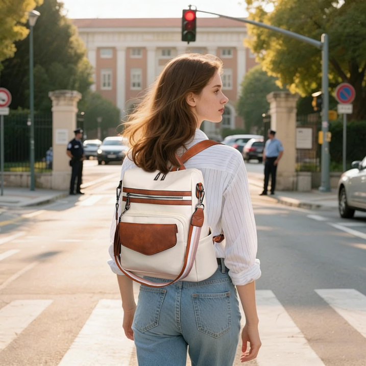 HONGLONG Backpack Purse for Women PU Leather Backpack Ladies Fashion Handbag Designer Shoulder Bag Small Travel Bag Brown