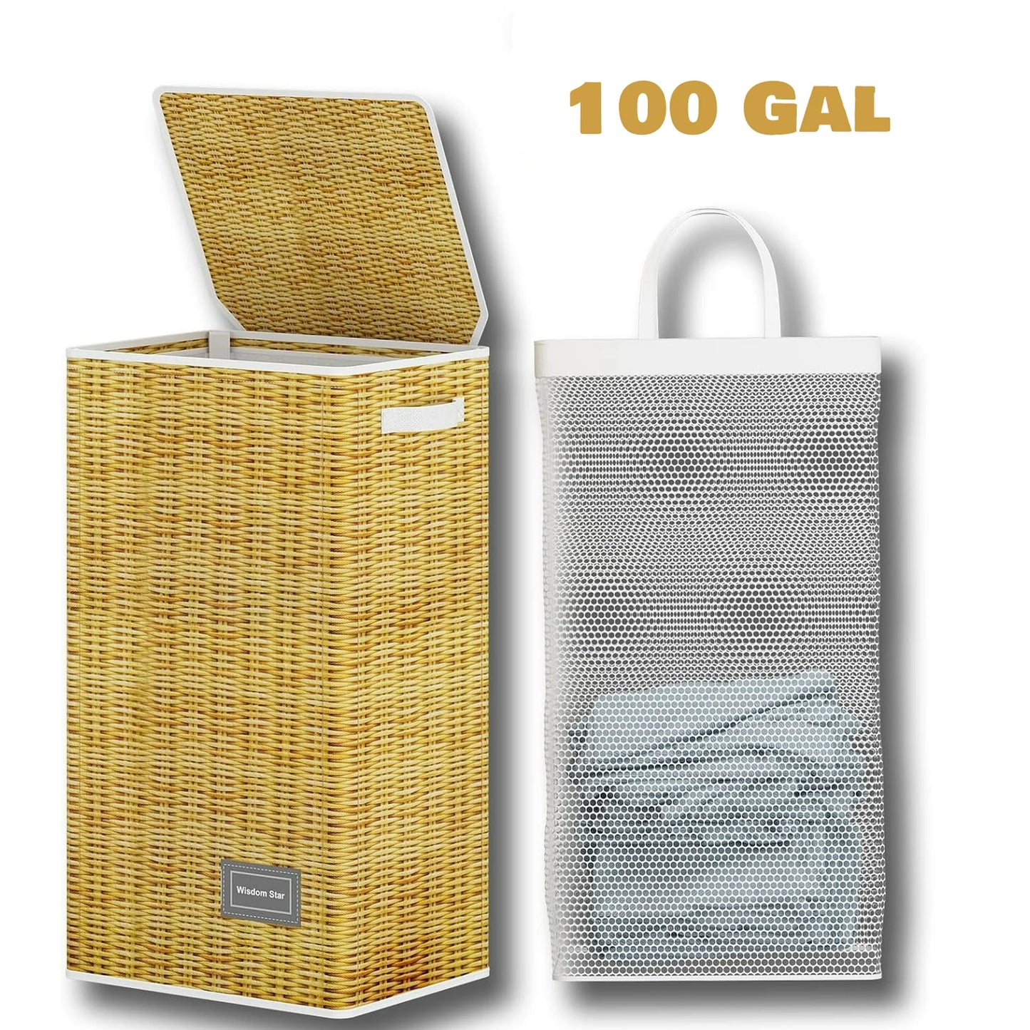 WERSEON 100L Fabric Laundry Hamper,Laundry Basketwith Lid, Freestanding Clothes Hamper Storage Basket for Toys Clothes Organizer(Material: Fabric, Not Wicker)