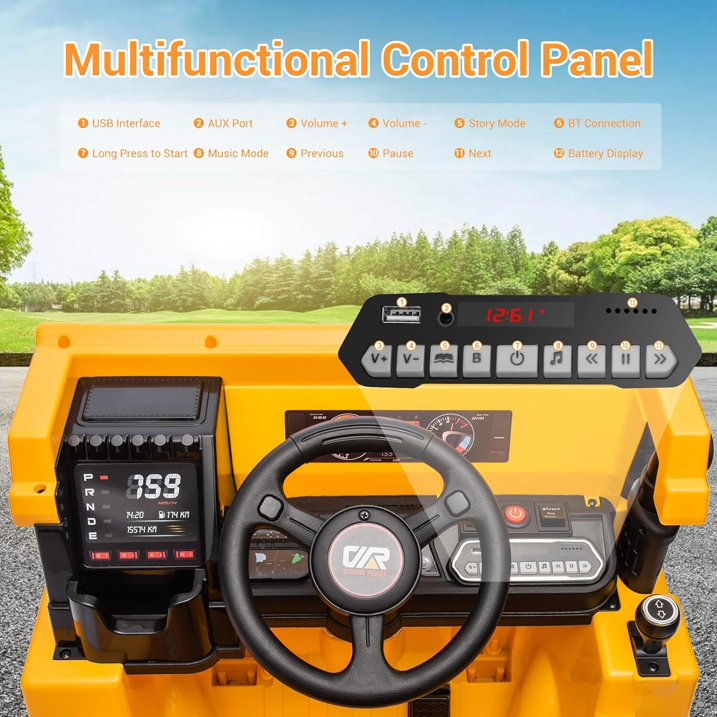 HNH 12V Battery Kids Ride on Dump Truck,Electric Car for Kids, Ride on Construction Vehicle Toy with Electric Dump Bed ,Extra Shovel