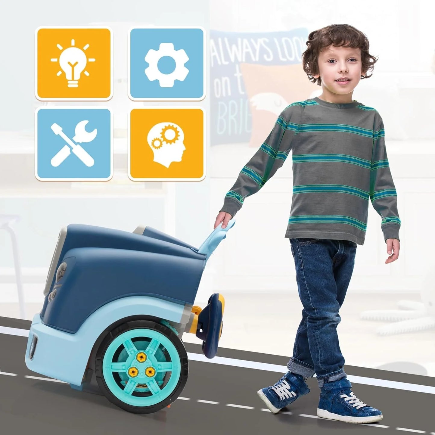 HNH Large Truck Engine Toy, Kids Mechanic Repair Set for 3-5 Toddlers, Big Builder Kit, Take Apart Motor Vehicle Pretent Play Car Service Station, Gifts 4 6 7 8 Year Old Boy Child