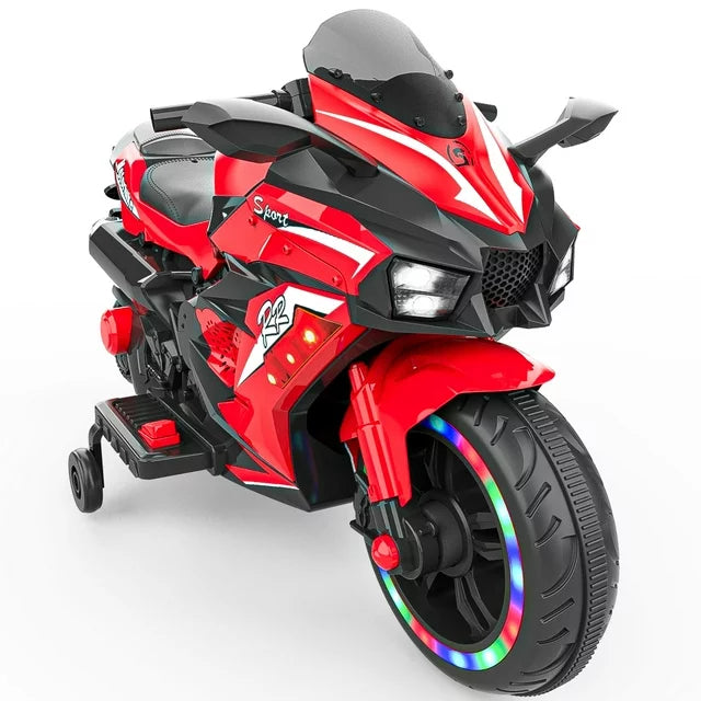 Werseon 12V Motorcycle for Kids, Electric Motorcycle with LED Lights Ride on Motorcycle, Red