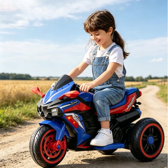 12V 7AH Electric Motorcycle for Kids 3-5 Years Old, 4 MPH Max Speed,Battery Powered Motorcycle with Remote Control, LED Lights, Bluetooth Music