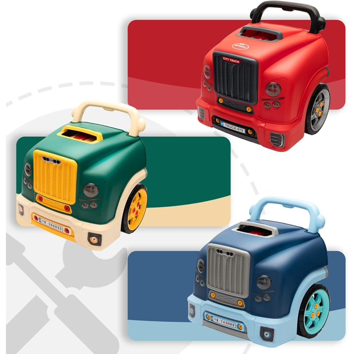 HNH Kids Truck Engine Toy Set for 3-6, Kids Mechanic Repair Set, Take Apart Motor Vehicle, Pretend Play Car Service Station with Light Horn Alarm