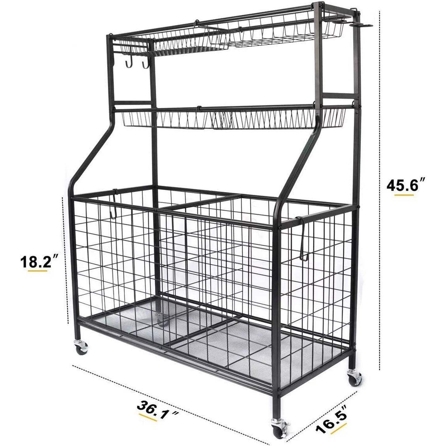 Techvida Sports Equipment Organizer, Ball Storage Rack, Garage Ball Storage, Sports Gear Storage, Rolling Sports Ball Storage Cart