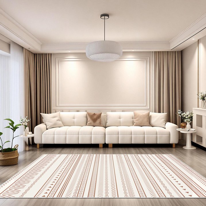 FoxHouse 5x7 Area Rugs for Living Room,Ultra Soft Boho Moroccan Washable Carpet,Neutral Non-Slip Backing Dining Room Rugs,Low Pile Carpet for Bedroom Home Office,Brown