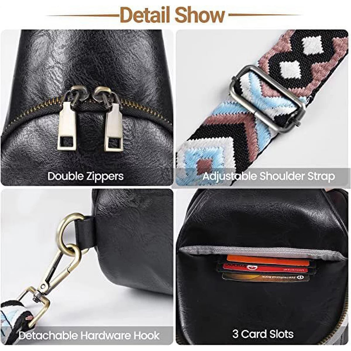 YOMYM Womens Sling Bags PU Leather Small Crossbody Sling Backpack Fashion Chest Bag Sling Bag for Women Travel