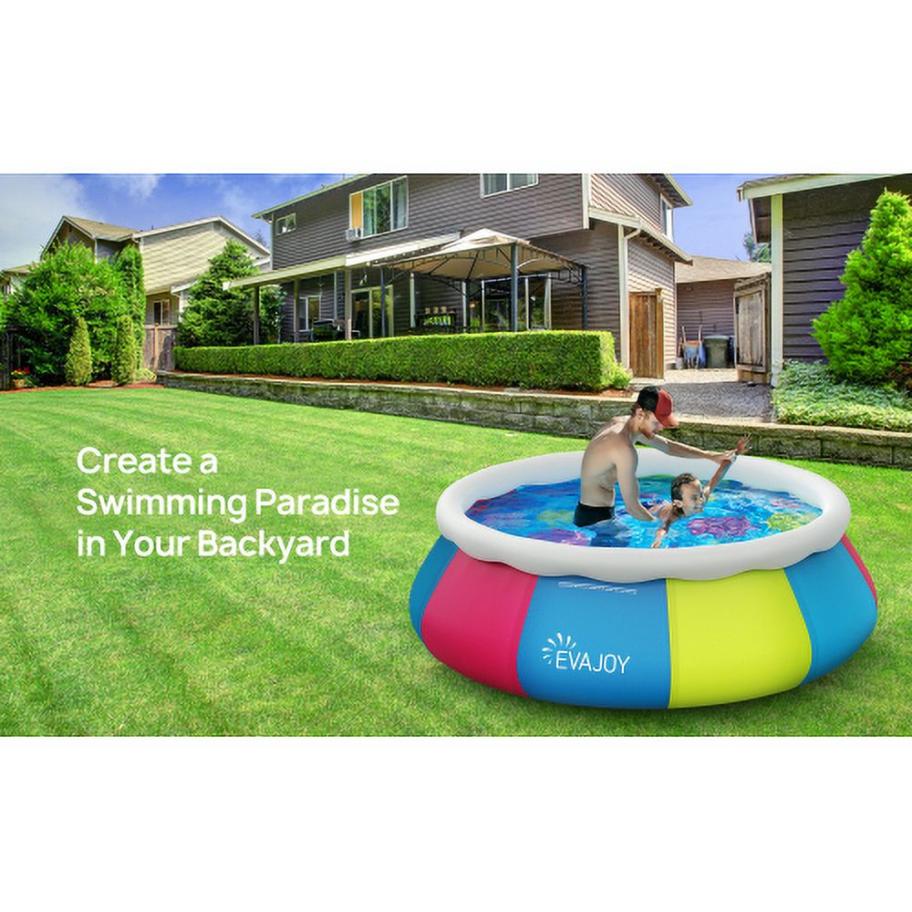 EVAJOY Swimming Pool Above Ground Pool Easy Set Blow Up Pool Kiddie Pool Inflatable Top Ring Swimming Pools for Adults Family Backyard Outdoor with Pool Cover 10ft*30in