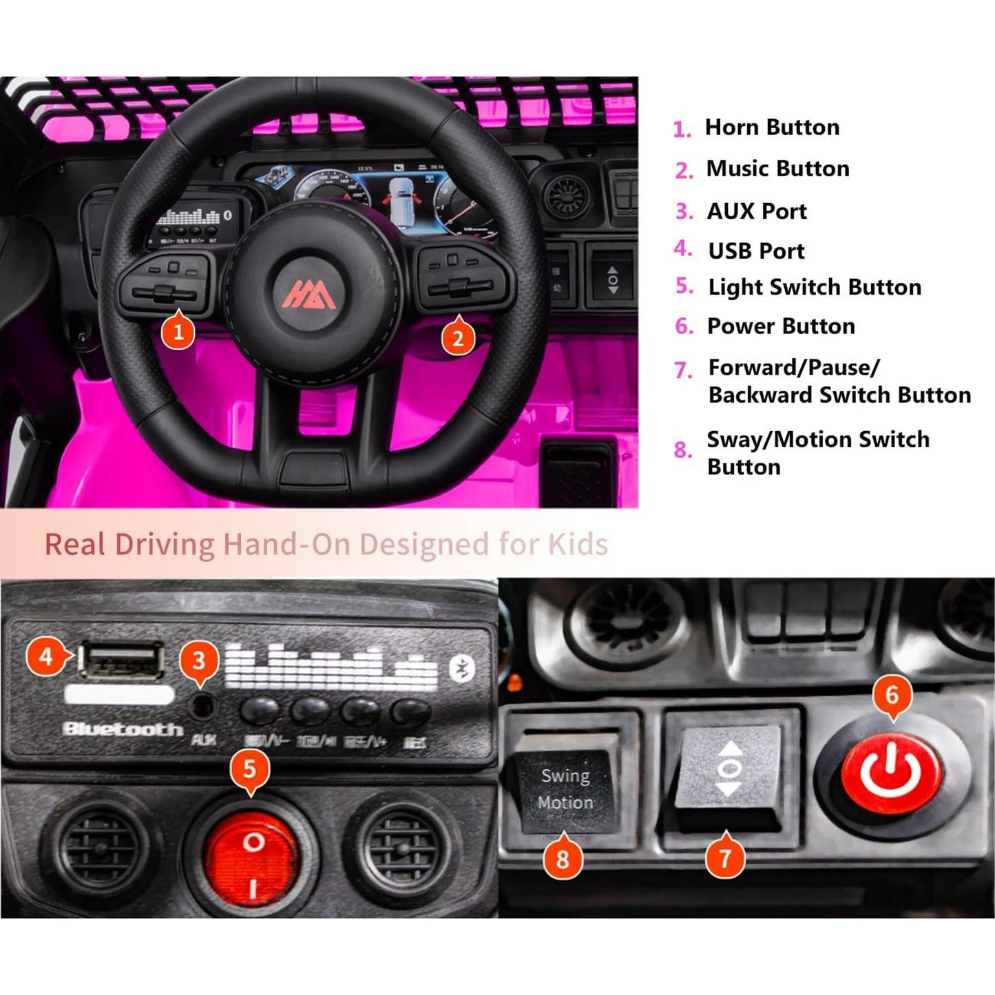 ZOGYMOZ 12V Battery Powered Ride On Car, Electric Car for Kids with 3 Speeds Adjustable Equipped with Music, Parent Remote Control, Spring Suspension, AUX Port Gifts for Kids 3+