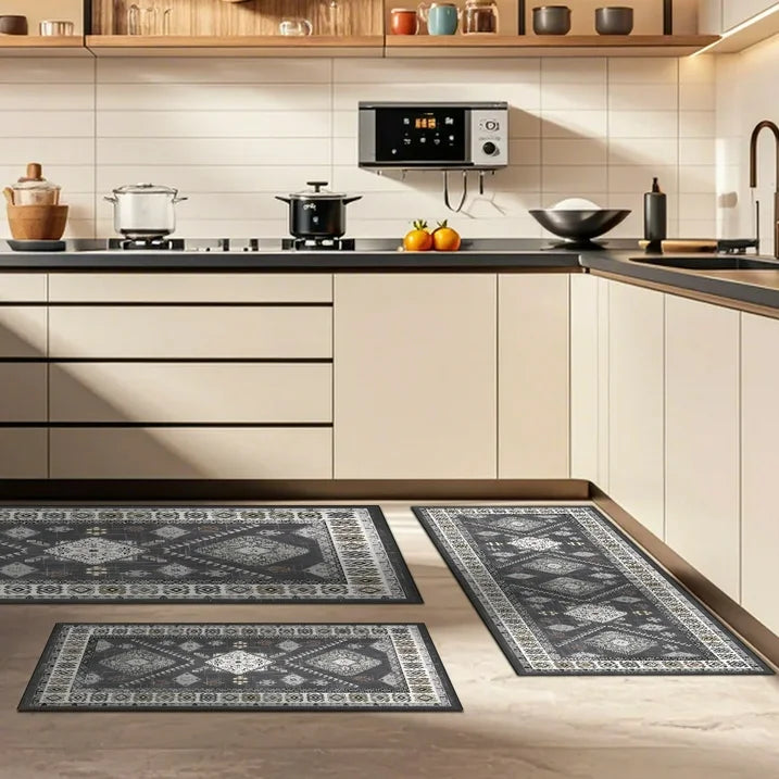 FoxHouse Kitchen Rugs Sets 3 Piece with Runner Non Slip Kitchen Rugs and Mats Washable Kitchen Mats for Floor Thick Kitchen Floor Mat Carpet Runner Rugs for Hallway Laundry Holiday Decor