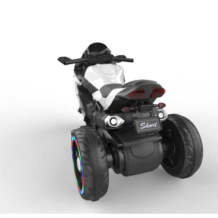 HNH Child Ride on Toys, 90Lbs Max Kids Motorcycle Electric Dirt Bike for Child with Light Wheel,Bluetooth Music-White