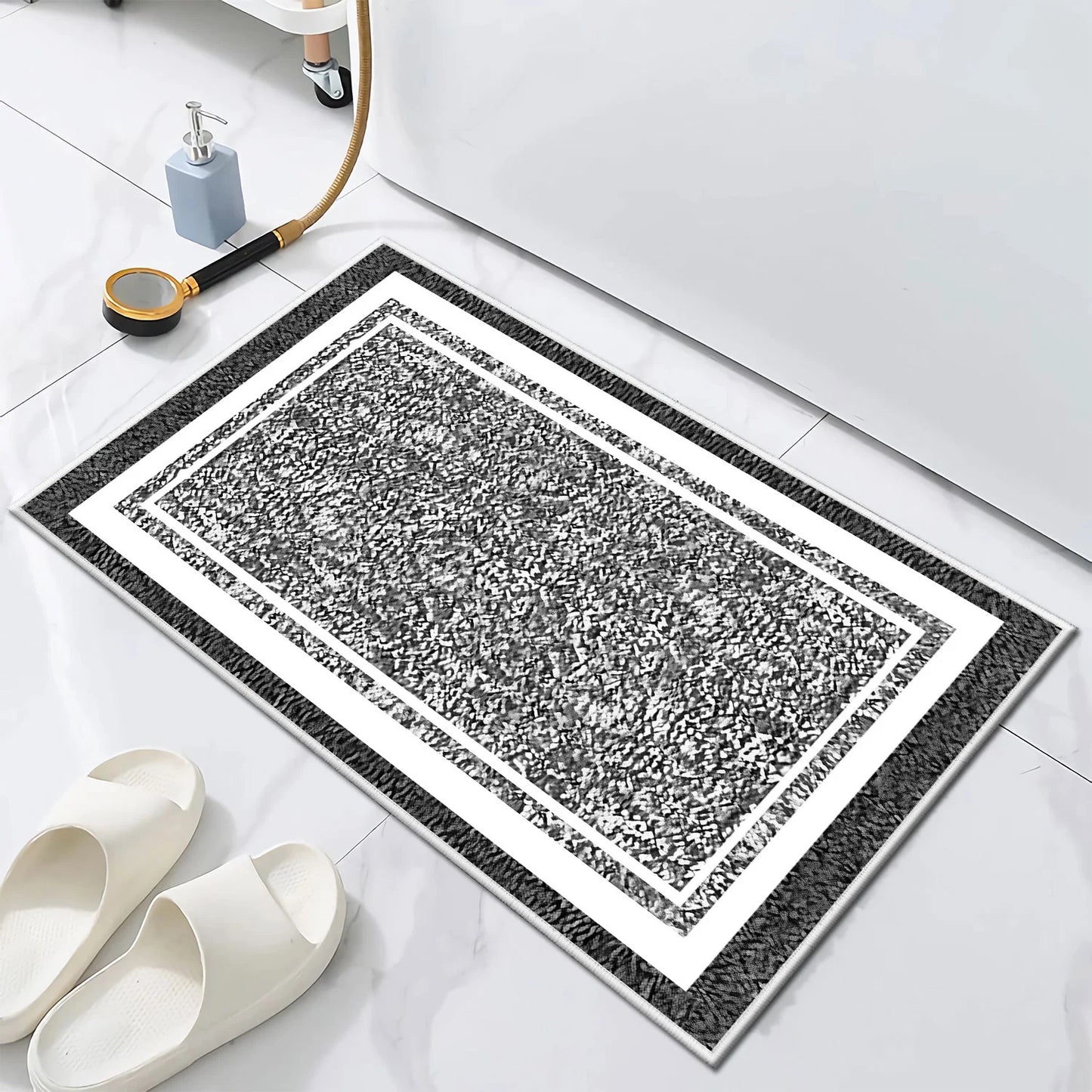 TECHVIDA Bathroom Rugs 3pcs Set,Non-Slip Ultra Soft Bath Rugs,Machine Washable,Water Absorbent,Black