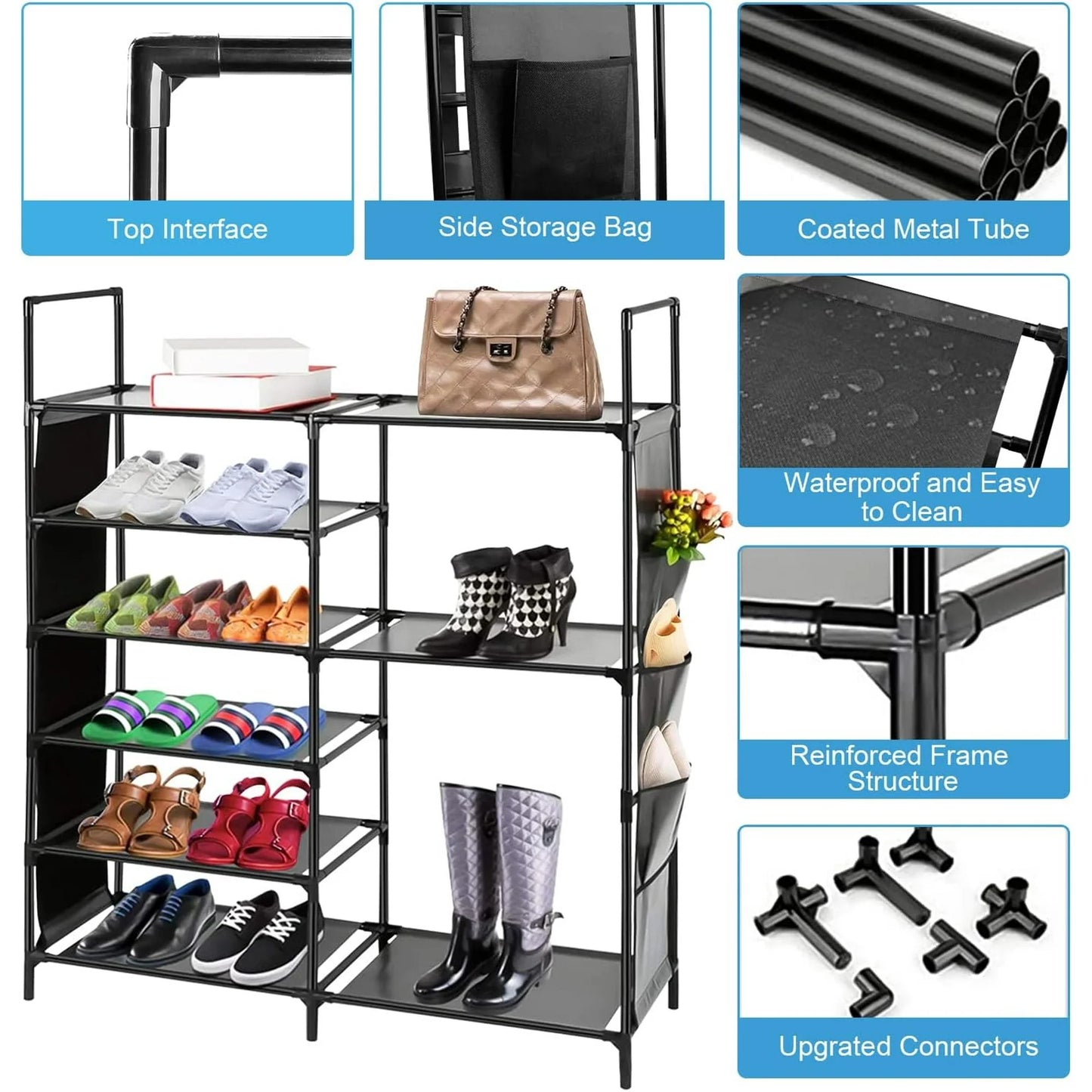 TECHVIDA Shoe Rack 6 Tier Shoe Shelf Shoe Storage, 35 Pairs Shoe Organizer for Entryway,Stackable Shoe Holder Shoe Stand