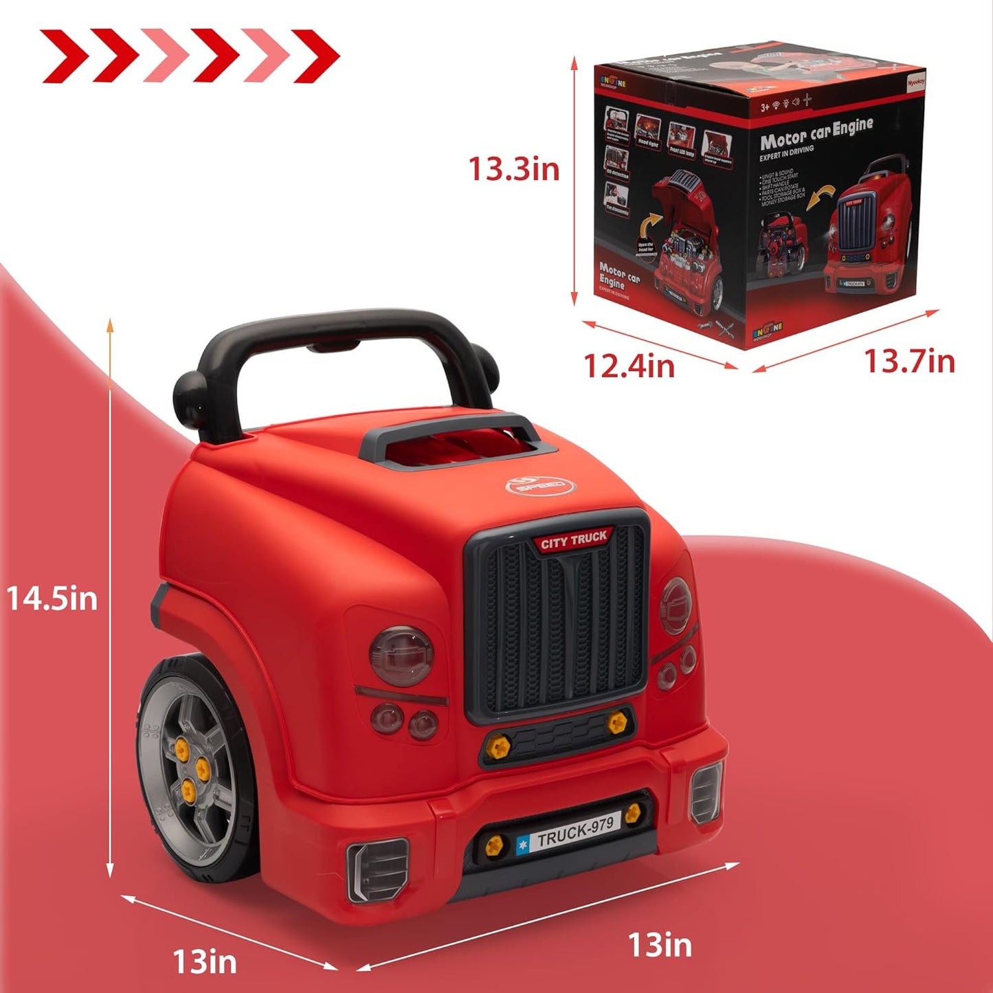 HNH Pretent Play Car for Kids Truck Toy Set, Mechanic Repair Set for Toddlers, Big Builder Kit Gifts 4 6 7 8 Year Old Boy Child