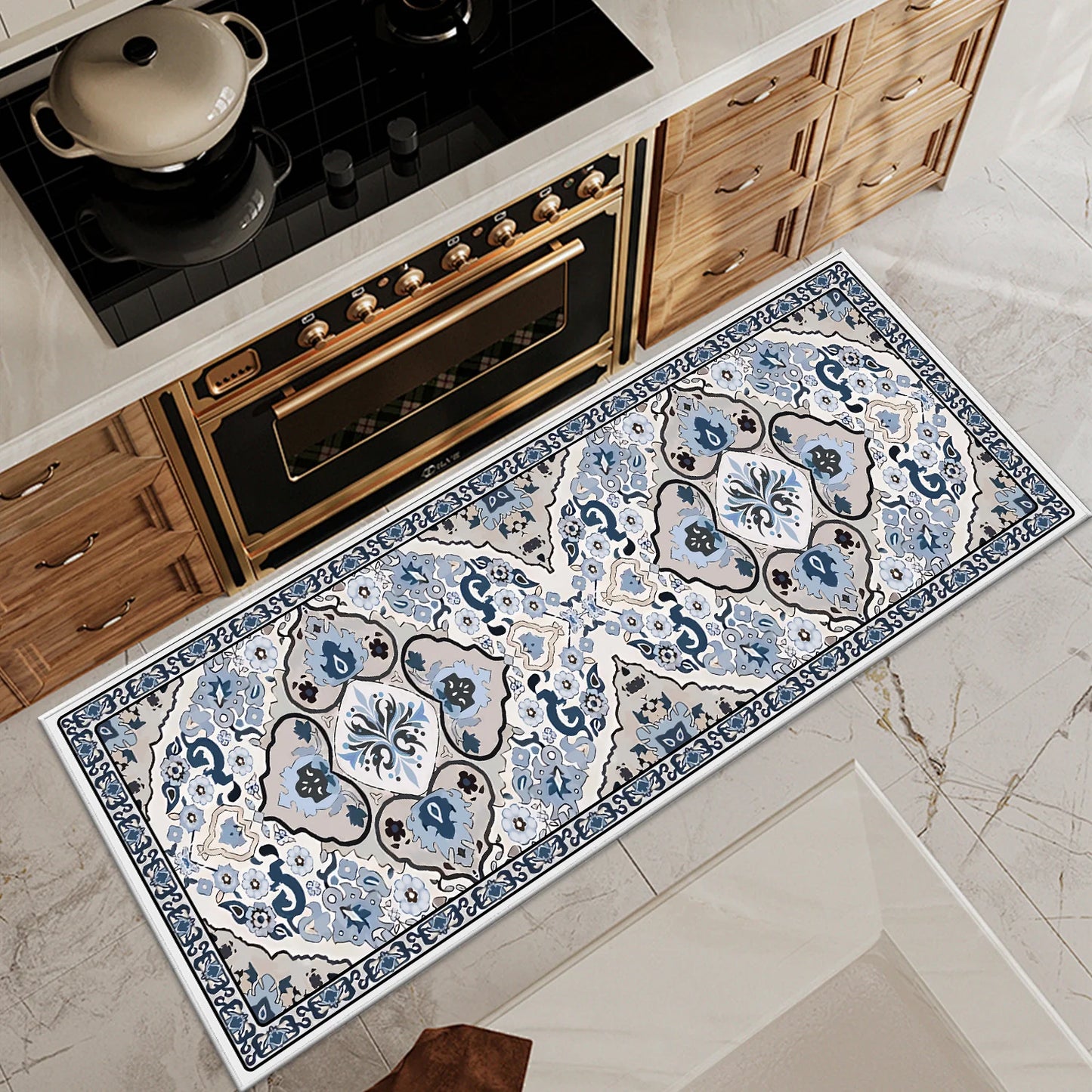 TECHVIDA Kitchen Rug Set 3 Piece,Non Slip Machine Washable Kitchen Mats,Boho Farmhouse Hallway Doormat for Home Decor