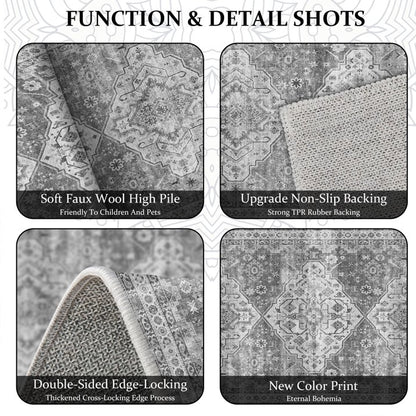 TECHVIDA 2'x6' Hallway Runner Rug Boho,Non Slip Machine Washable Rugs for Hallway Kitchen,Grayish Beige