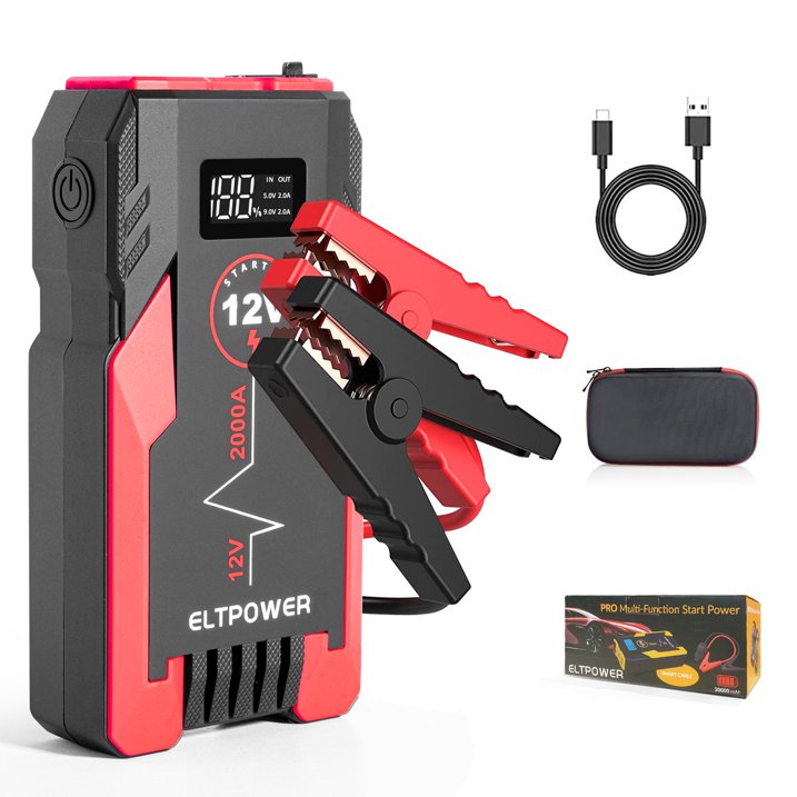Bangben ET05 2000A Car Portable Jump Starter with Dual USB, 1 Pack, 9.8 x 4.1 x 5.3in