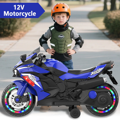 Zogymoz 12V Ride on Motorcycle for Kids, Electric Motorcycle with Training Wheels, Powered Ride-ons Toy Gifts