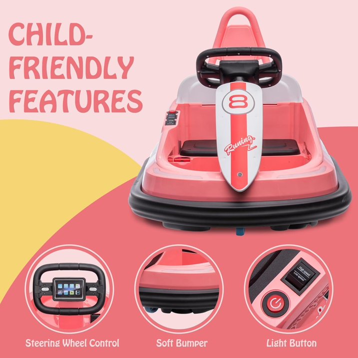 HNH 6V Bumper Car for Toddlers with Remote Control, Ride on Electric Go Kart for Kids, Electric Ride on Toys for Kids, Music Play, Lights