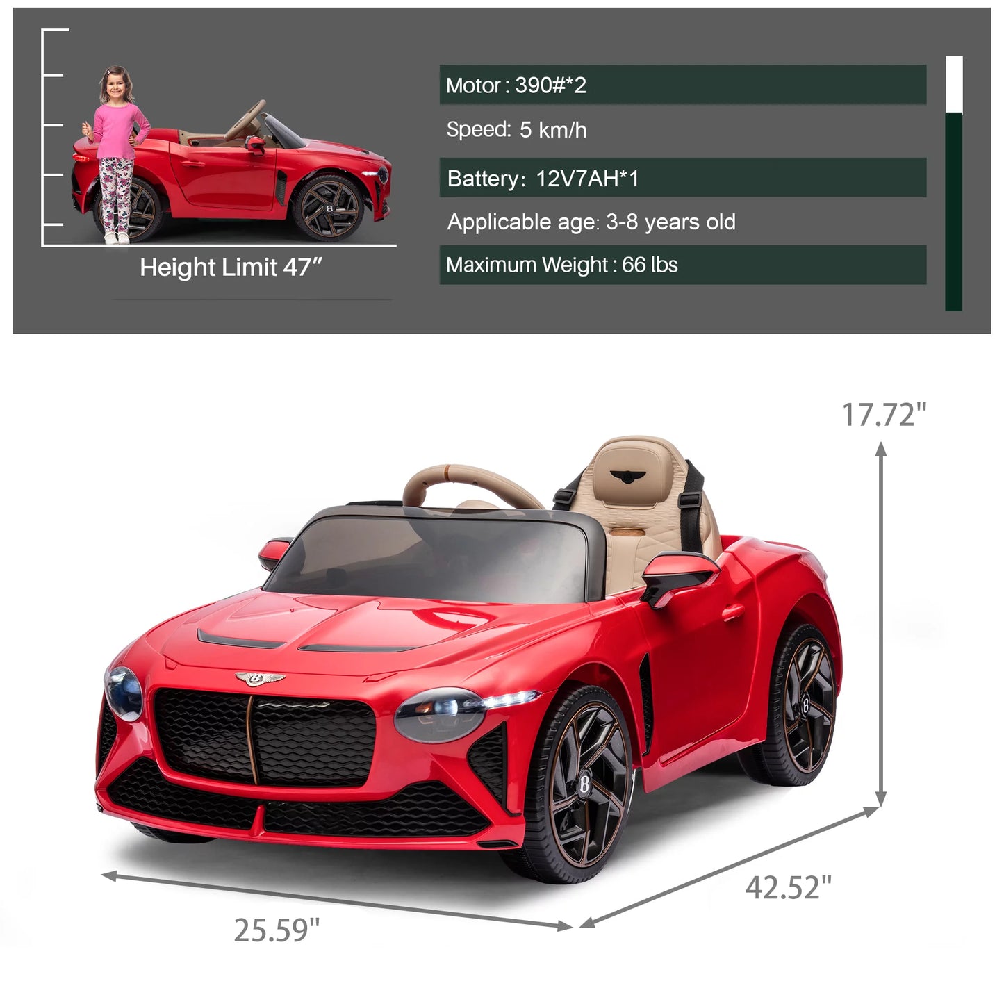 Ride on Coys with Remote Control, Licensed Bentley Mulsanne 12V Ride On Cars for Boys Girls, Battery Powered lectric Ride on Vehicle with Music