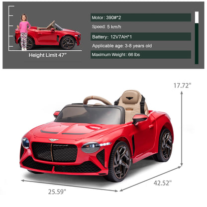 Ride on Coys with Remote Control, Licensed Bentley Mulsanne 12V Ride On Cars for Boys Girls, Battery Powered lectric Ride on Vehicle with Music