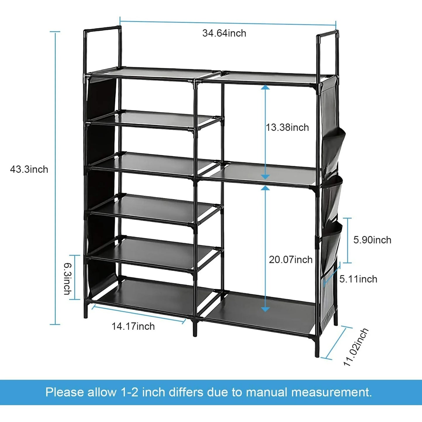 TECHVIDA Shoe Rack 6 Tier Shoe Shelf Shoe Storage, 35 Pairs Shoe Organizer for Entryway,Stackable Shoe Holder Shoe Stand