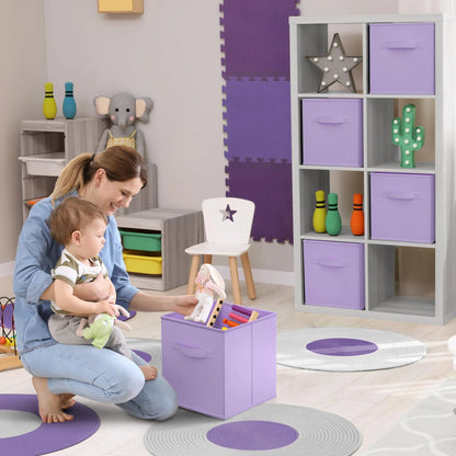 WERSEON 6 Pcs Collapsible Cube Storage Bins, 11" Foldable Fabric Storage Cubes with Handle for Organizing Clothes, Toys-Purple