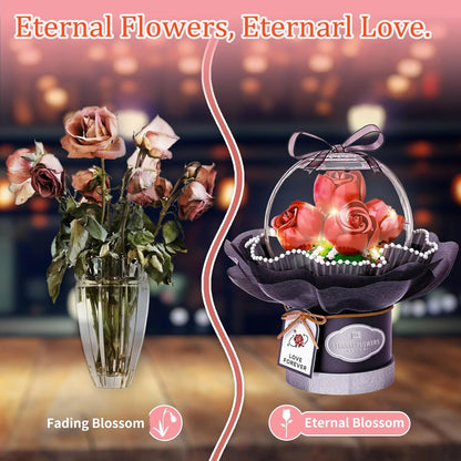 YOMYM Roses Building Set Artificial Flowers for Home Decor Building Toys Gifts for Adults